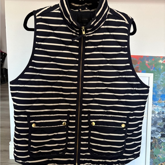 J. Crew Jackets & Blazers - J. Crew Navy and White Striped Vest with Gold Details